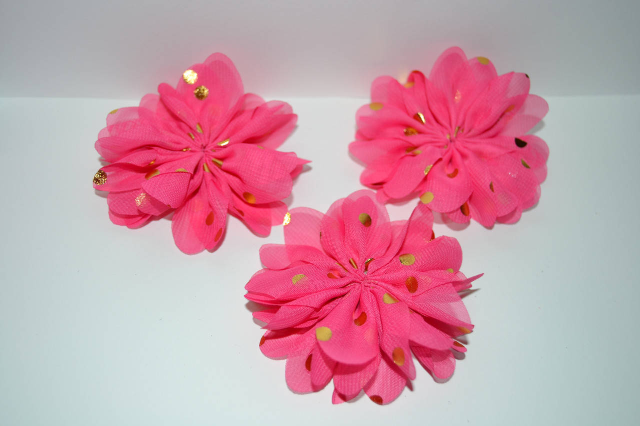 

Шифонова квітка 7,5см, колір- яскраво рожевий