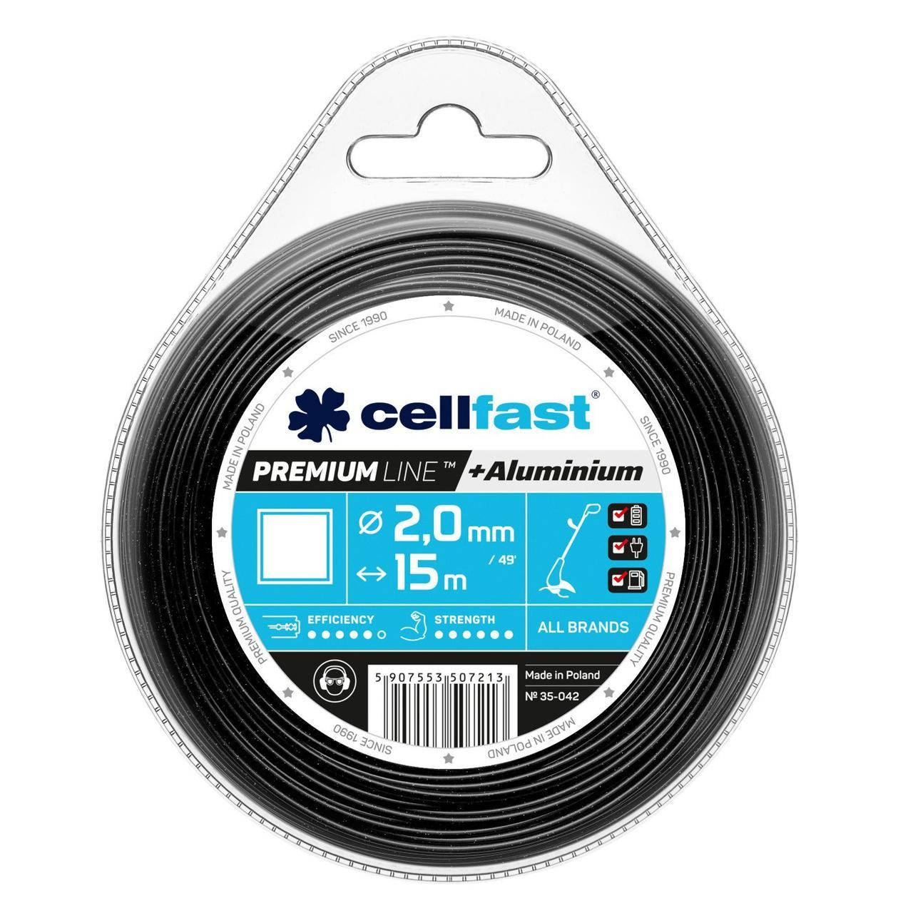 

Леска для триммера, мотокосы Cellfast Premium – квадрат 2,0мм 15м 35-042
