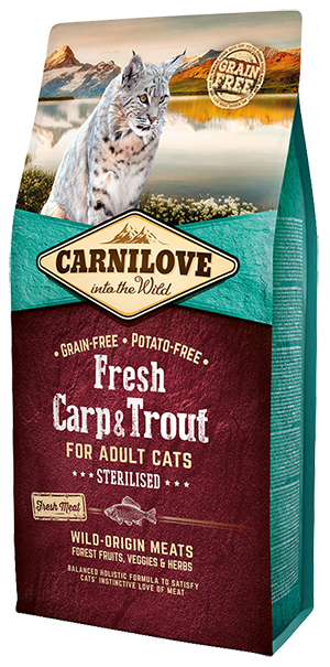 

Сухой корм Carnilove Cat Fresh Carp & Trout Sterilised для стерилизованных кошек с карпом и форелью 6 кг