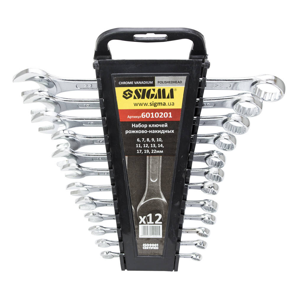 

Ключи рожково-накидные 12шт 6-22мм CrV head polished TM SIGMA
