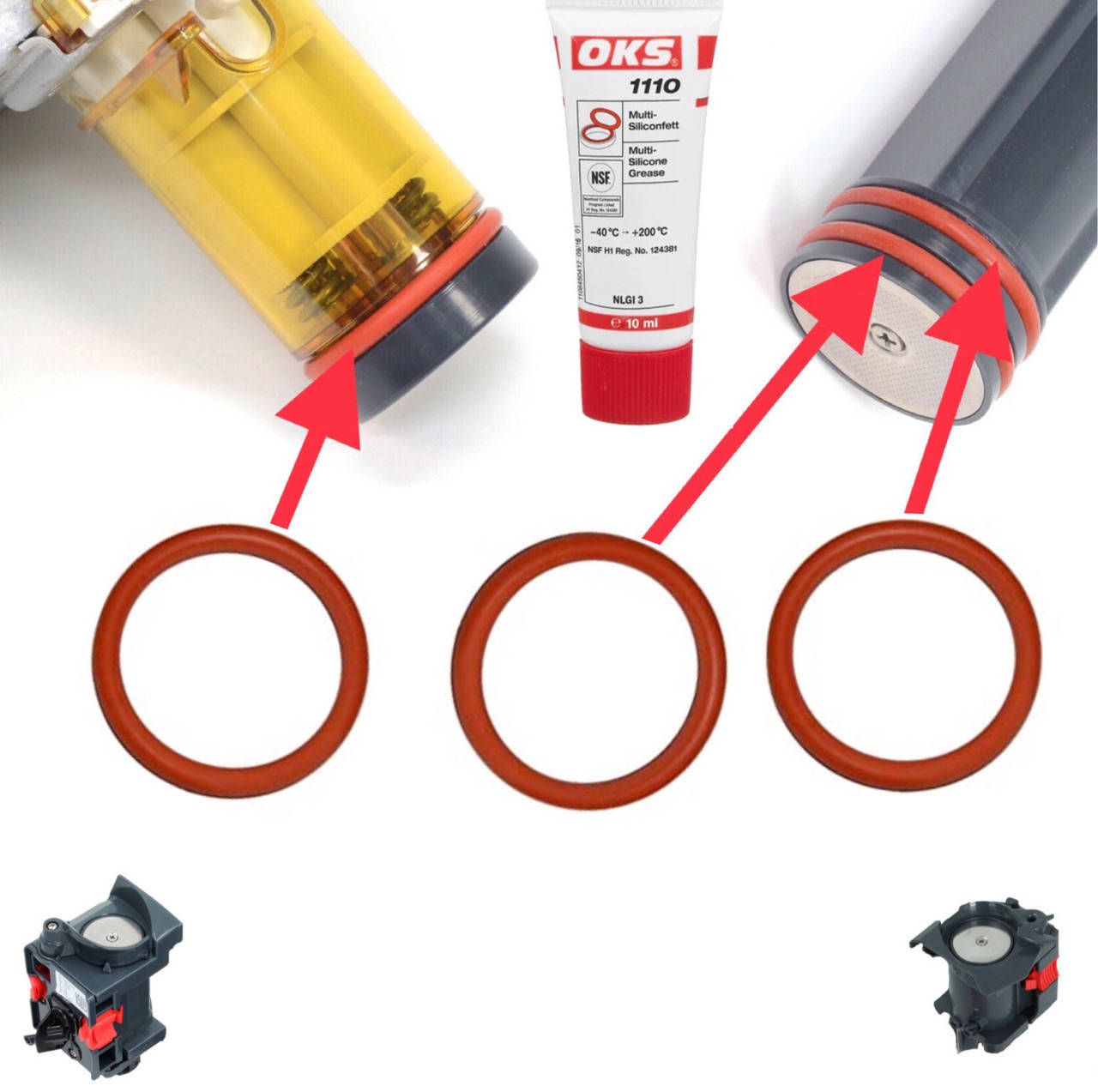 

Ремкомплект заварного устройства кофемашины DeLonghi со смазкой OKS 1110