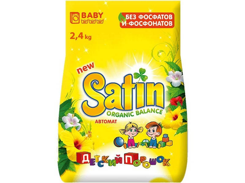 

Стиральный порошок 2. 4 кг Satin Organic Balance для детской одежды