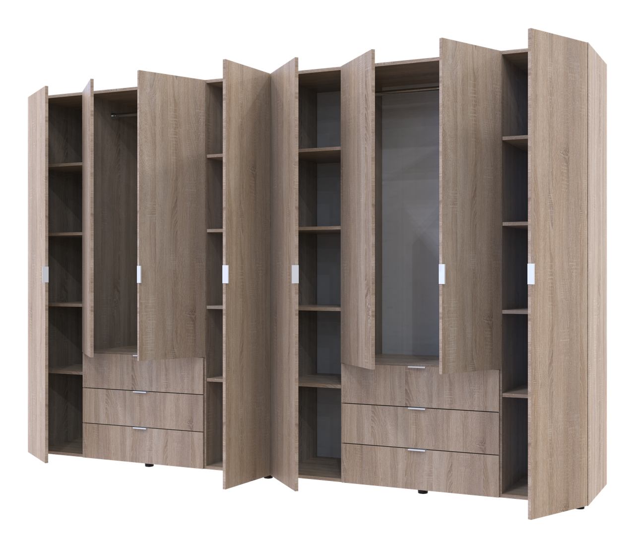 Розпашна Шафа для одягу Doros Гелар комплект Cонома 4+4 ДСП 310х49,5х203,4 (42002129) 2