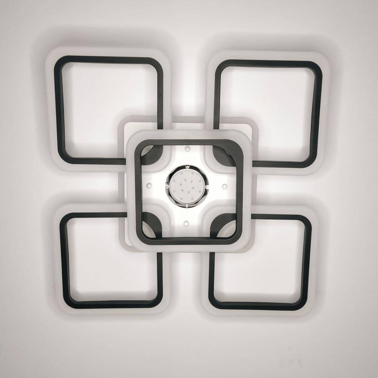 

Потолочная квадратная люстра лед с блютус MP3 цвет бело-черный 115W Diasha&A8060/4+1BK MP3 LED 3color dimmer