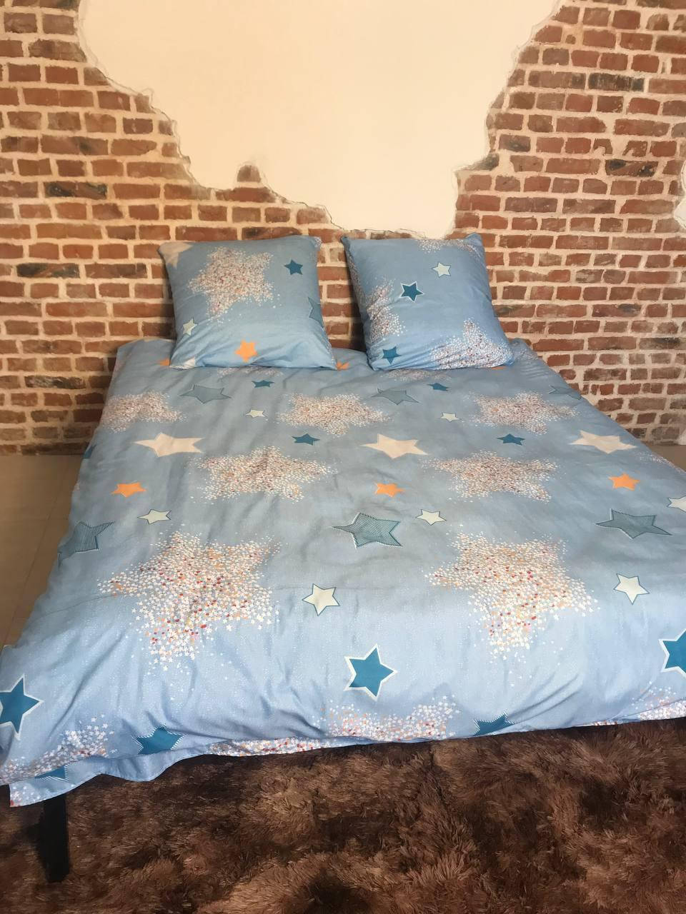 

Постельное двуспальное белье| сатин | HOME Textile|, Голубой