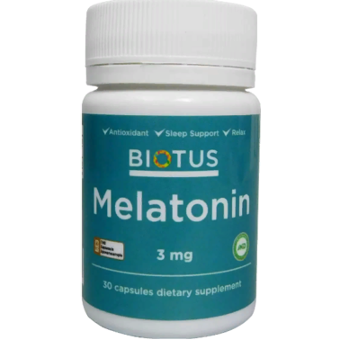 

Мелатонин, Melatonin, Biotus, 5 мг, 30 капсул (BIO-530425)