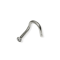 

С плоской головкой и прозрачным камешком - украшения для носа – петля, нержавеющая сталь