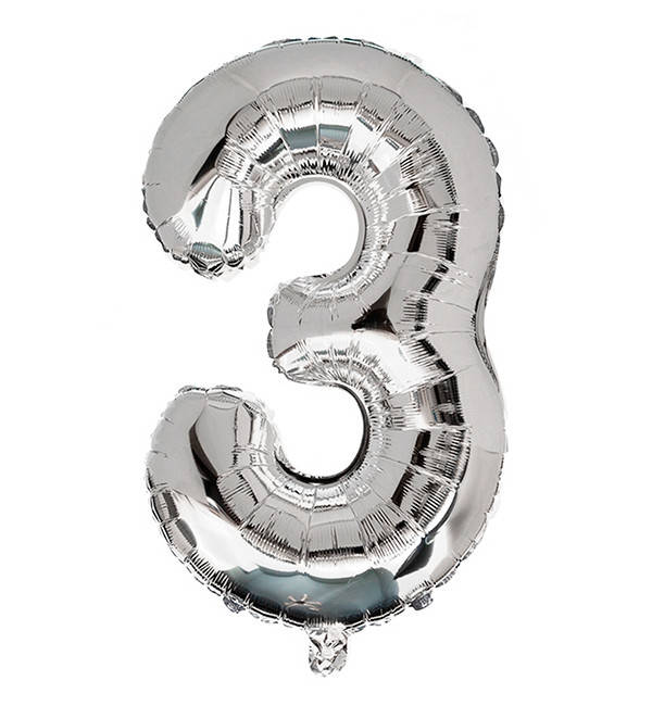 

Шарик Цифра "3" () цвет серебро