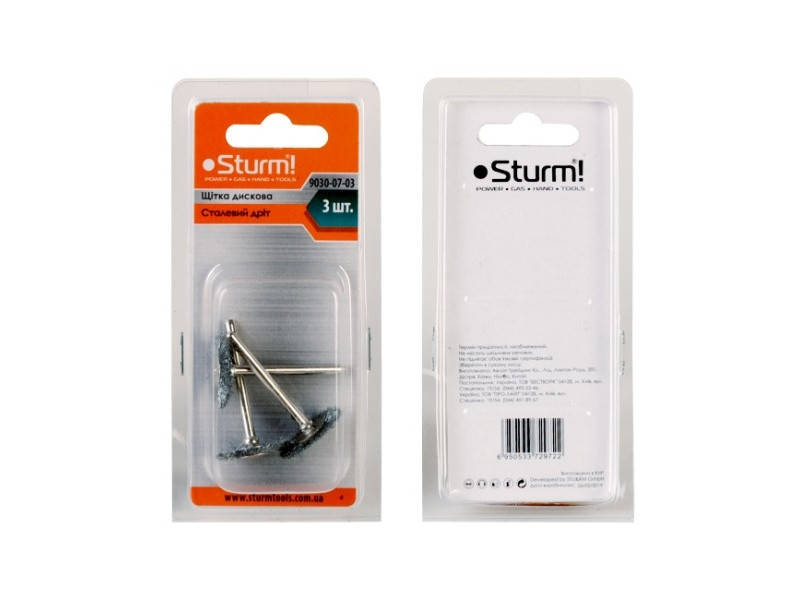 

Щетка радиальная, стальная проволока 3 шт Sturm 9030-07-03