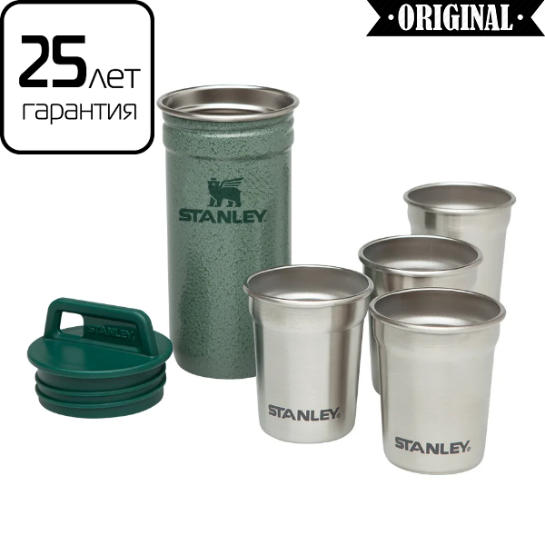 

Набор Stanley Adventure Combo Hammertone Green: фляга и 4 рюмки, Зелёный