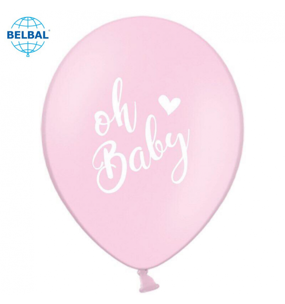 

Латексный шарик BELBAL 12"(30 см) OH BABY на розовом, Разные цвета