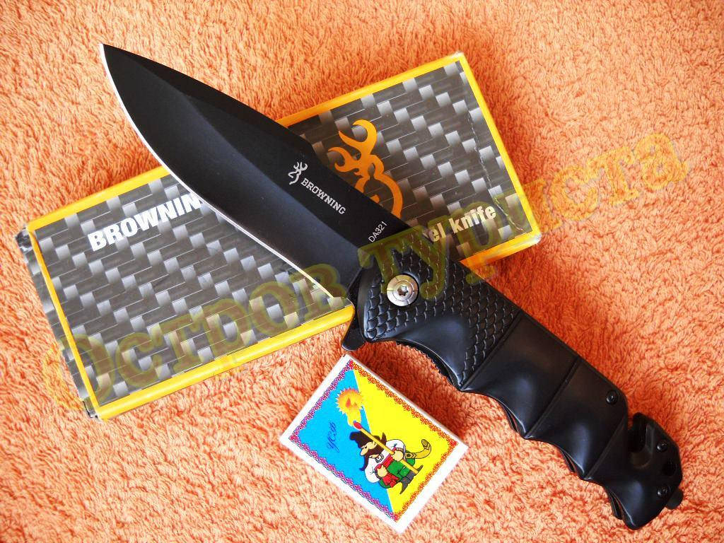 

Нож складной тактический Browning DA321 стропорез бита клипса 23см