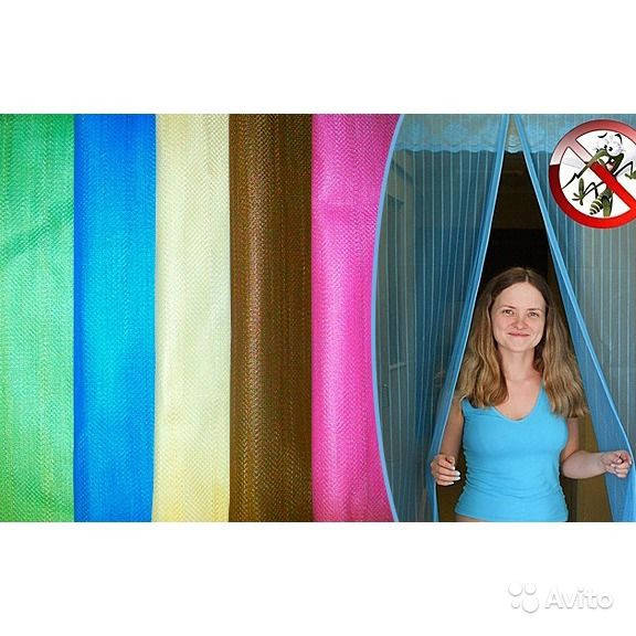 

Антимоскитная сетка штора 90х210см на дверь на магнитах, Разные цвета