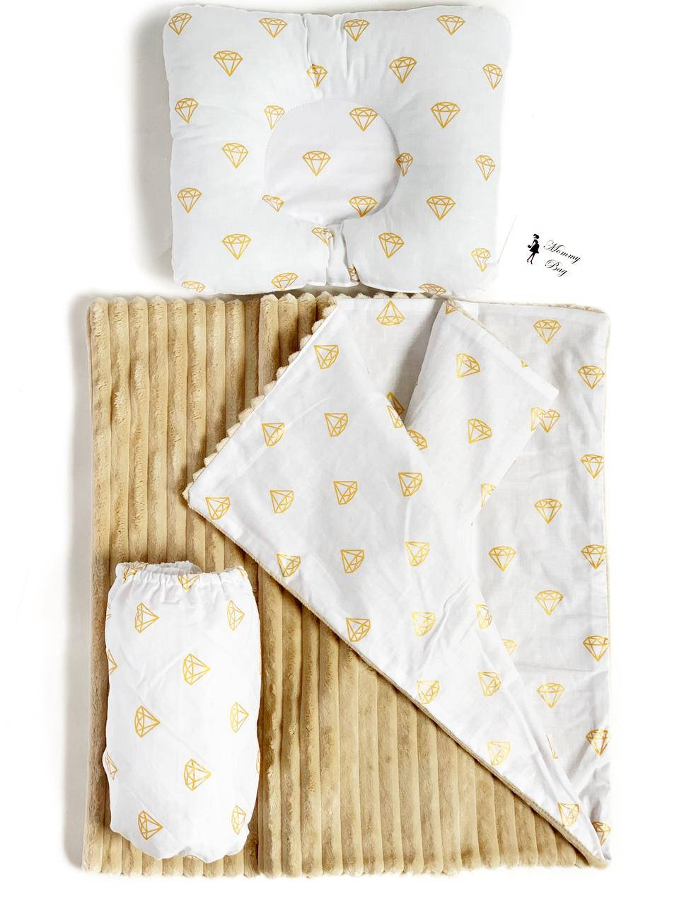 

Набор в детскую Круглую/Овальную кроватку 3в1 (простынь, плед, подушка) Бриллианты №13