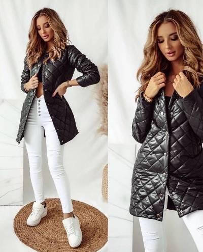 

Женская демисезонная стеганая куртка синтепон 150 новинка 2021, Черный