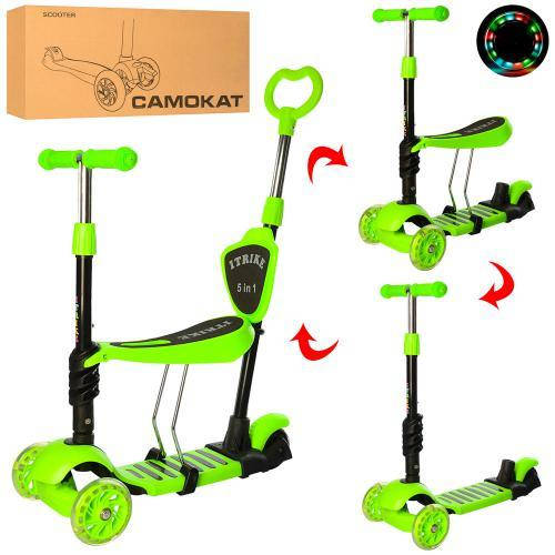 

Самокат беговел с родительской ручкой 5 в 1 ITrike JR 3-026-G MAXI, Зелёный