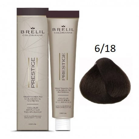 

Краска для волос Brelil Colorianne Prestige 6/18 темный блонд шокоайс 100 мл