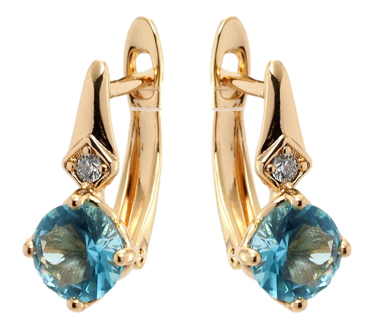 

Серьги Xuping Позолота 18K английский замок "Голубые фианиты"