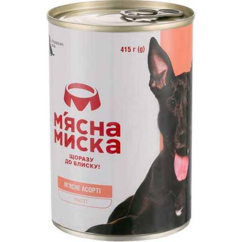 

Мясная Миска паштет мясной с мясным ассорти для взрослых собак 415 г