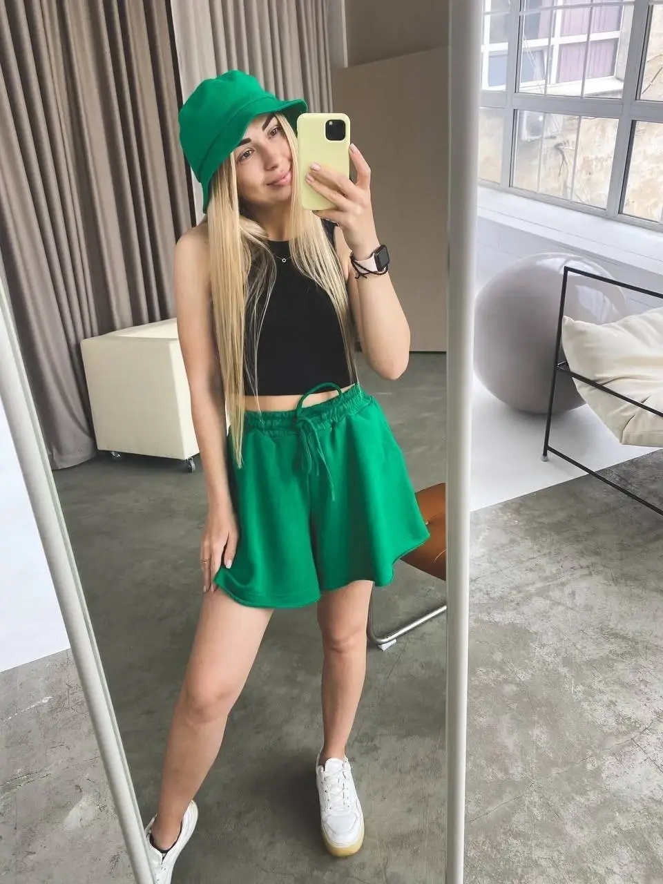 

Шорты юбка широкие женские качественные, Зелёный