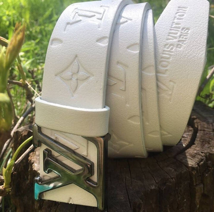 

Ремень кожаный пояс Louis Vuitton White луи витон, Белый