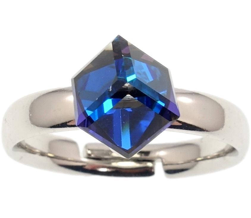 

Кольцо Xuping Родий с кр-ми Swarovski "Кристальный куб Capri Blue" р.17-18,18-19