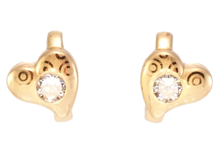 

Серьги Xuping Позолота 18K колечки "Сердечки с цирконием и узором напылением"