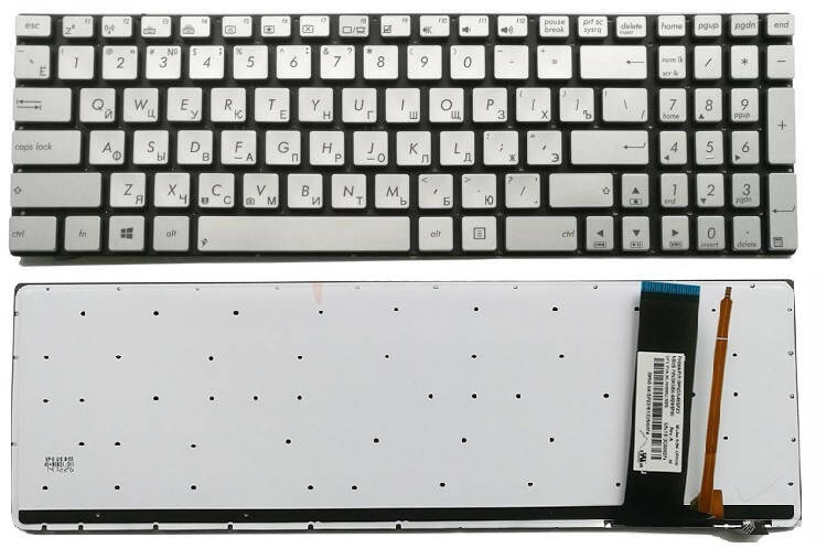 

Клавиатура ASUS N76V N76VB N76VJ N76Vm N76vz с подсветкой, Серебристый