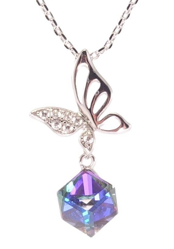 

Кулон Xuping Родий с кр-ми Swarovski на цепочке "Кристальный куб Majestic Blue с бабочкой" дл. 39,5-44,5см х