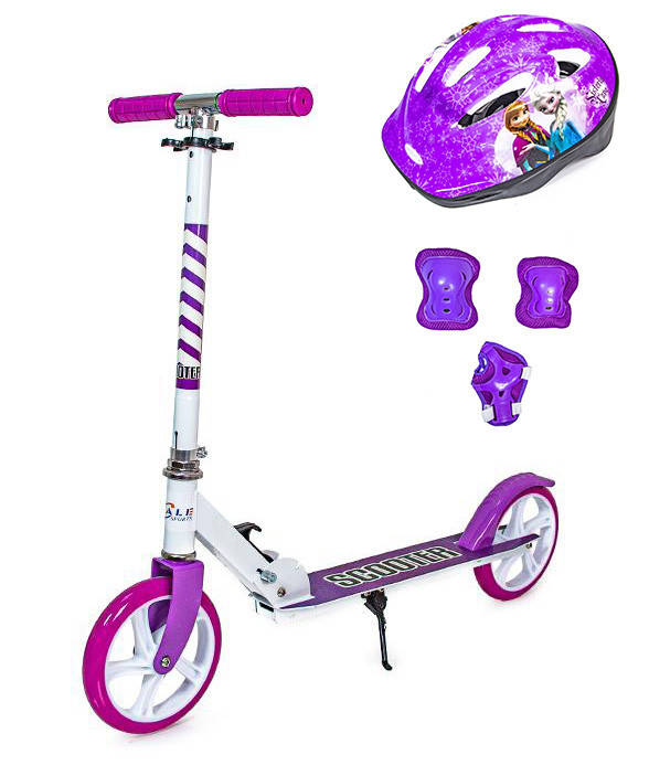 

Детский двухколесный самокат + Шлем и защита Складной Scooter 470 Фиолетовый цвет