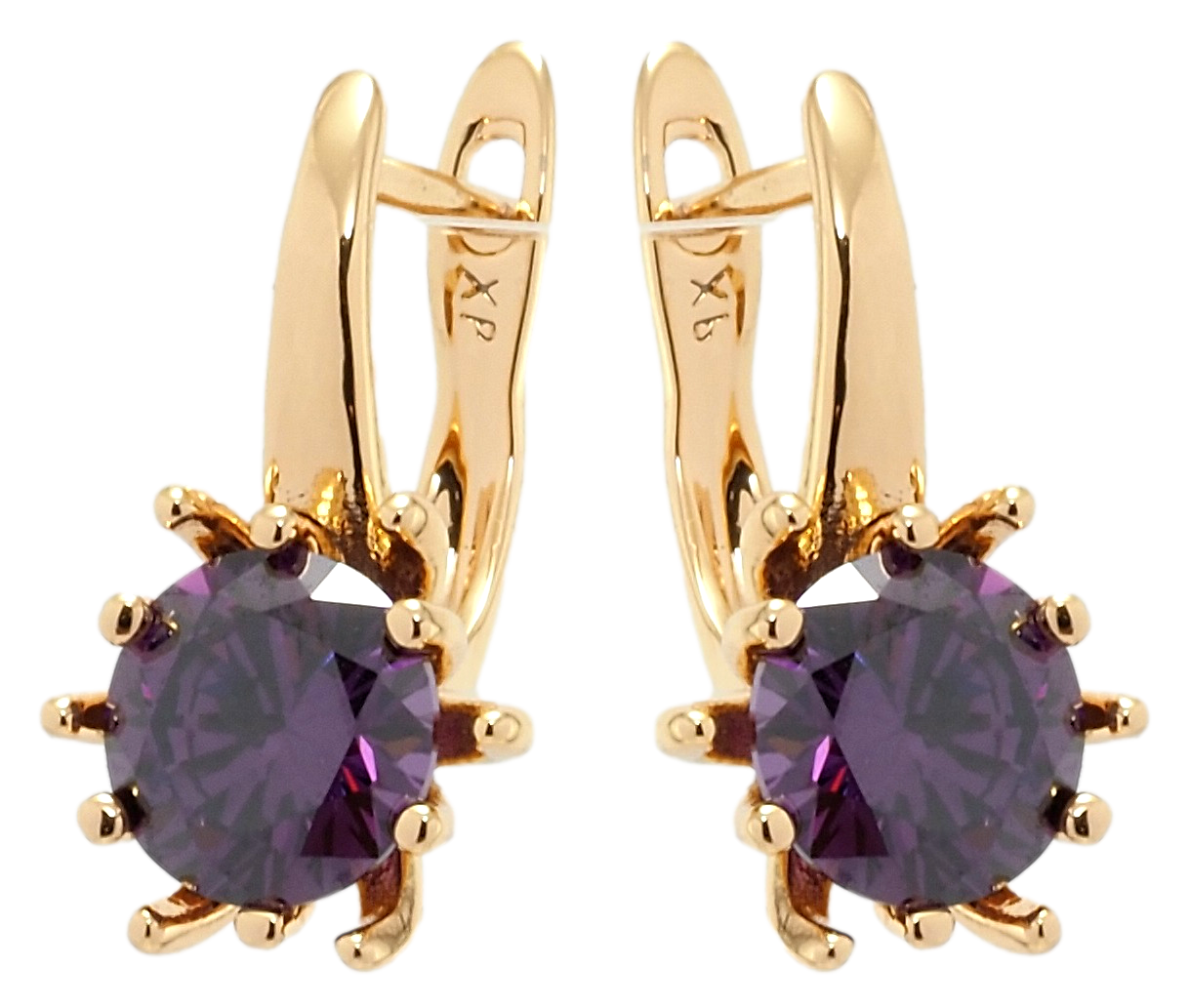 

Серьги Xuping Позолота 18K английский замок "Цветок с сиреневым фианитом"