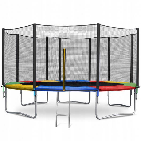 

Батут Just Fun 490 см Multicolor зовнішня сіткa + драбинка