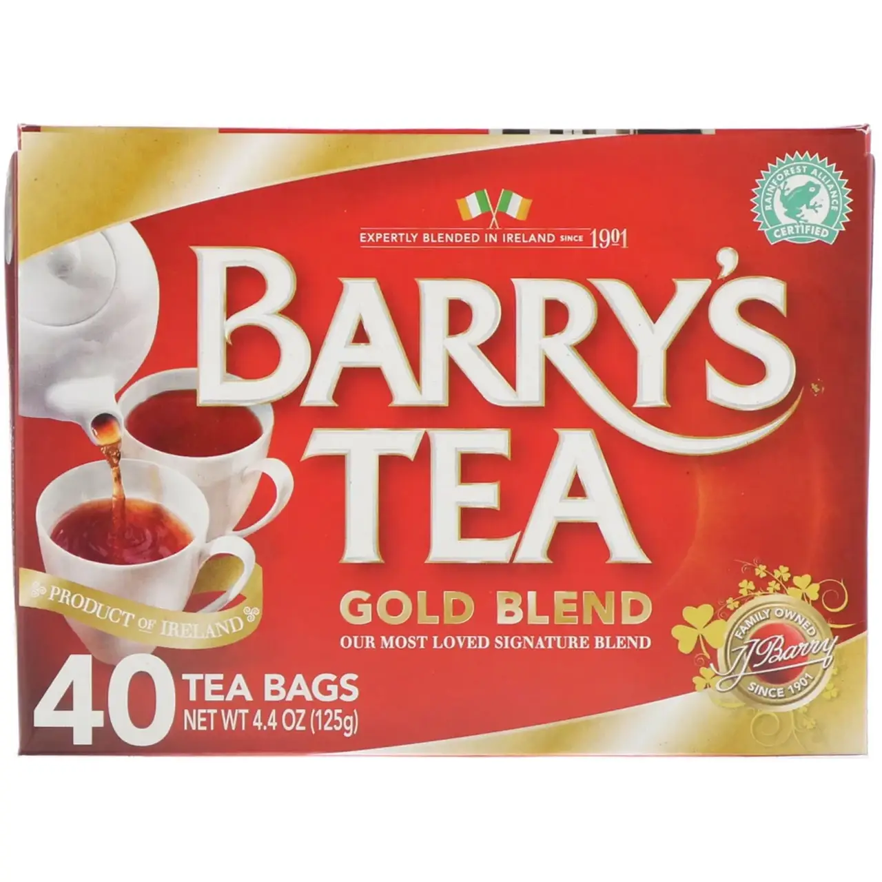 

Barrys Tea, Золотая смесь, 40 чайных пакетиков, 125 г (4,4 унции)