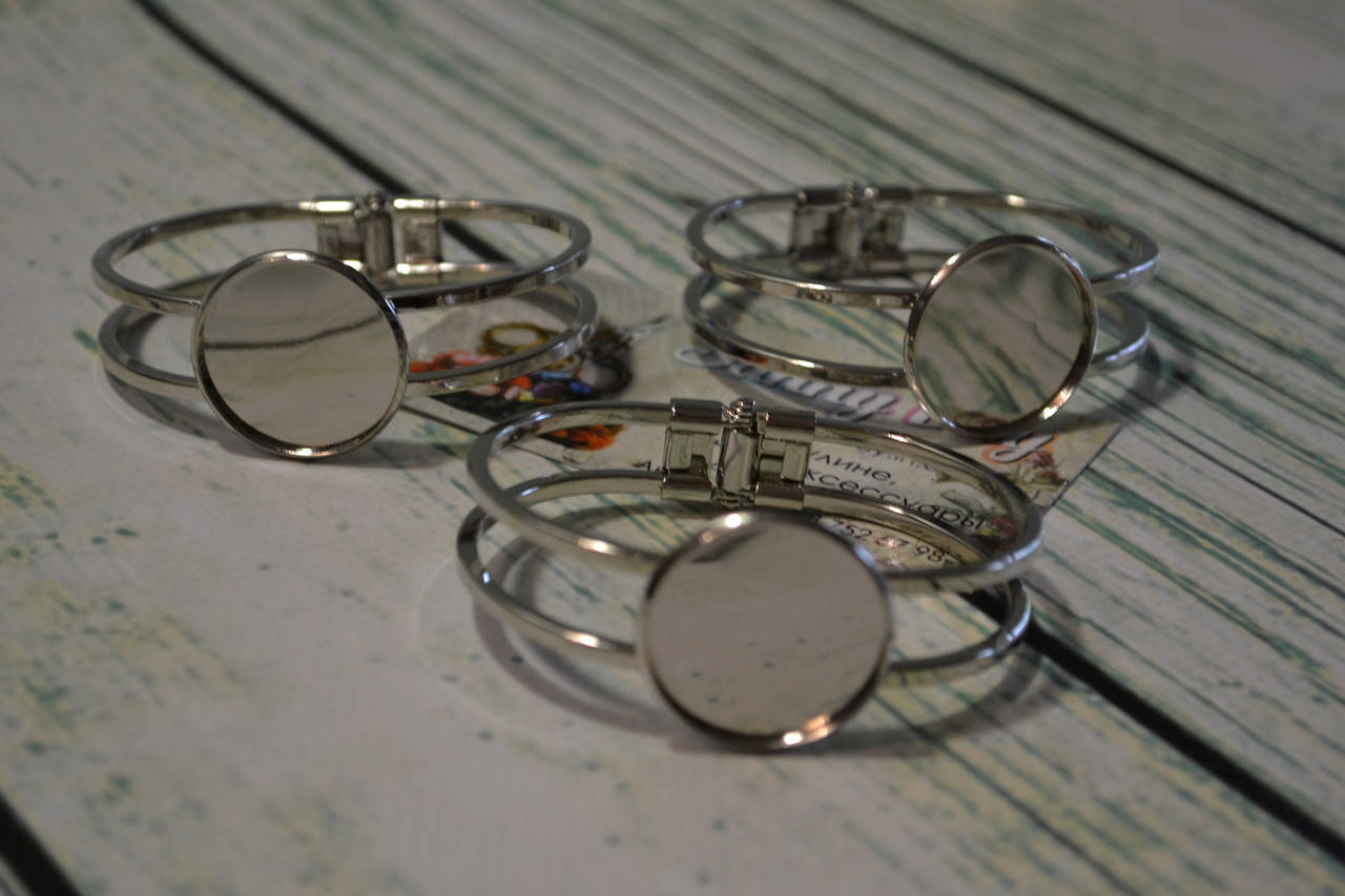 

Заготовка для оформления вышивки "Браслет" пружинный, цвет - темное серебро