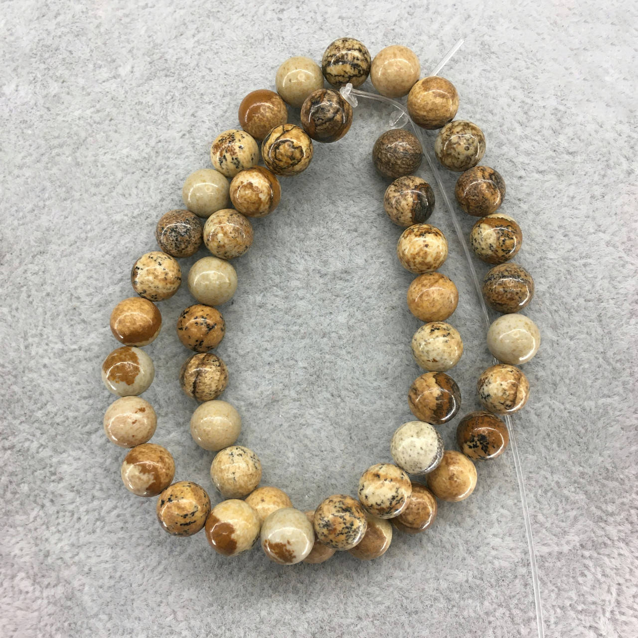 

Бусины на нитке натуральный камень Яшма пейзажная гладкий шарик d=8мм