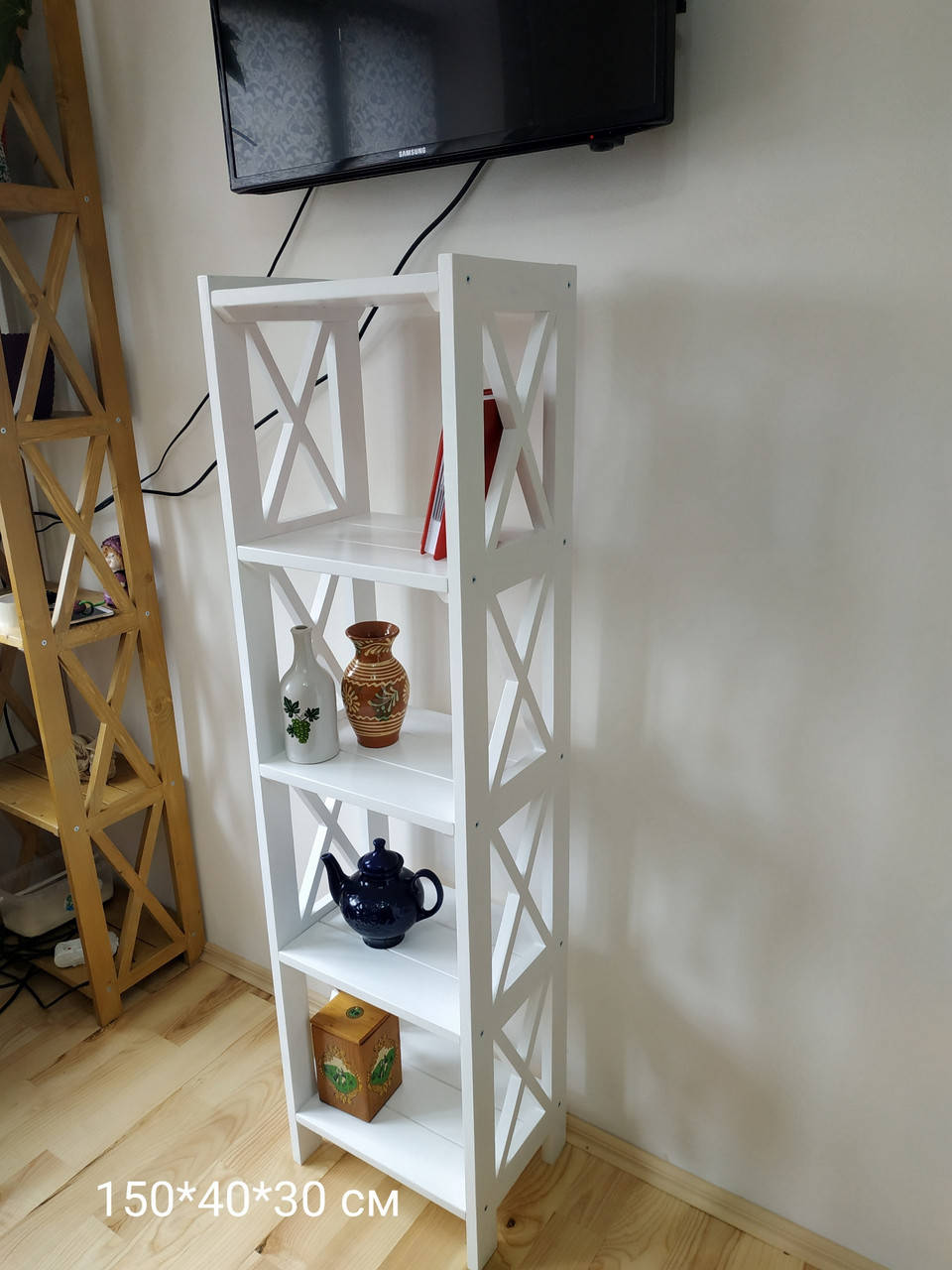 

Стеллаж Прованс для дома, натуральное дерево 150*40*30 см