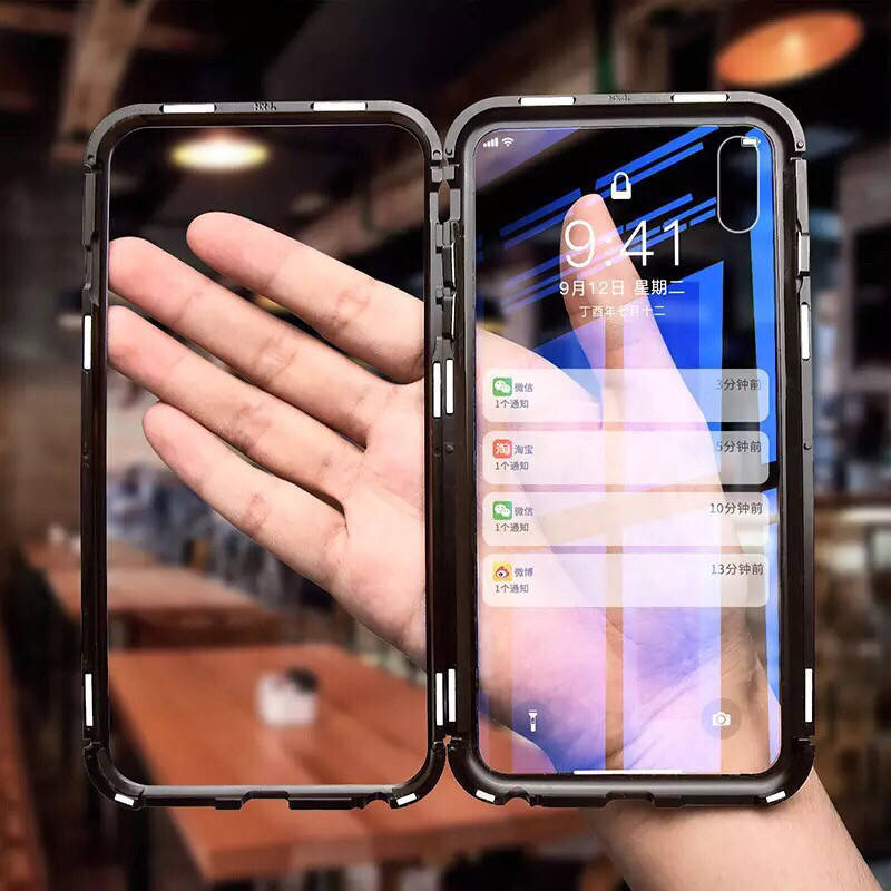 

Магнитный противоударный чехол для IPhone X/Iphone XS + стекло в подарок, Черный