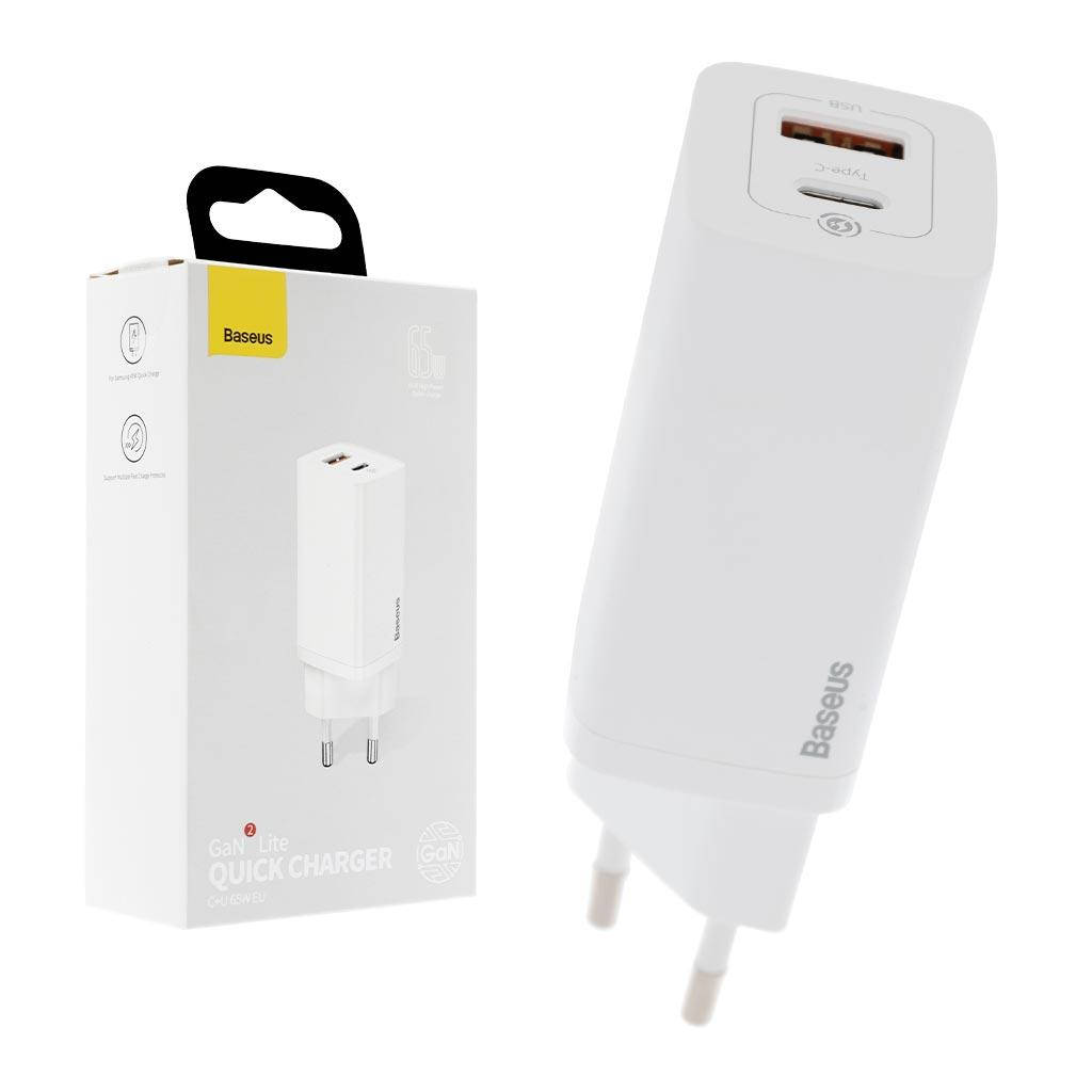 

Сетевое зарядное устройство Baseus GaN2 Lite Quick Charger (CCGAN2L-B02), 65W, Type-C, USB, White