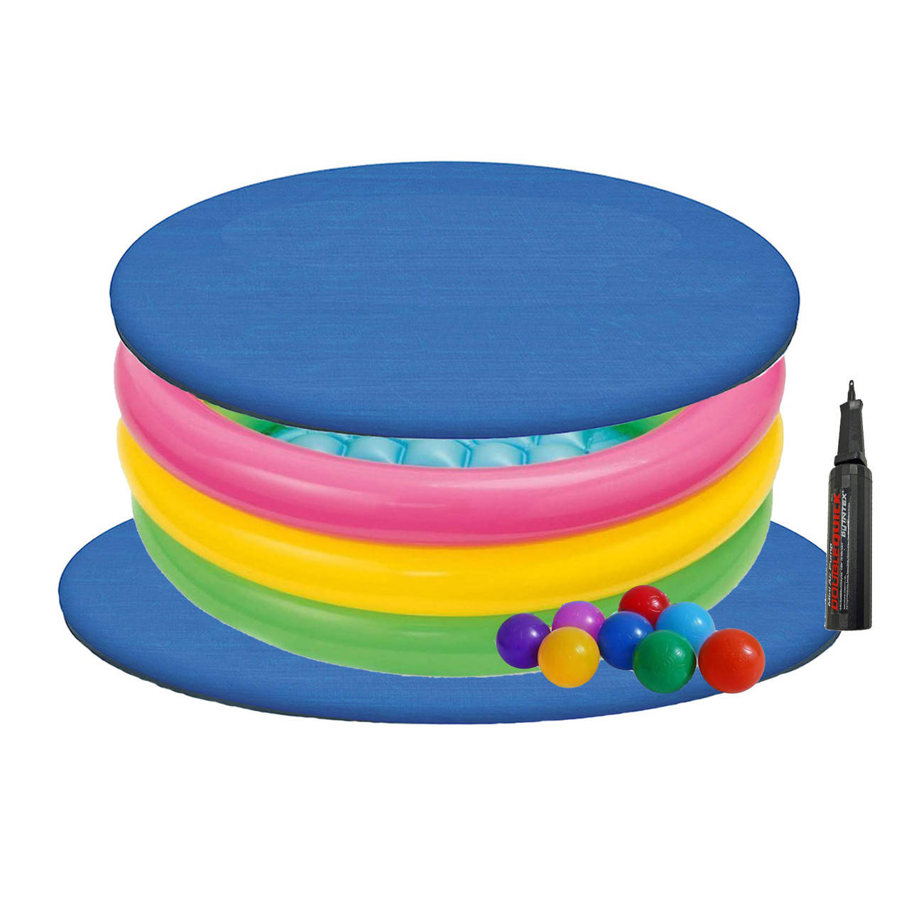 

Детский надувной бассейн Intex с шариками 10 шт, тентом, подстилкой, насосом 86 x25, Разные цвета