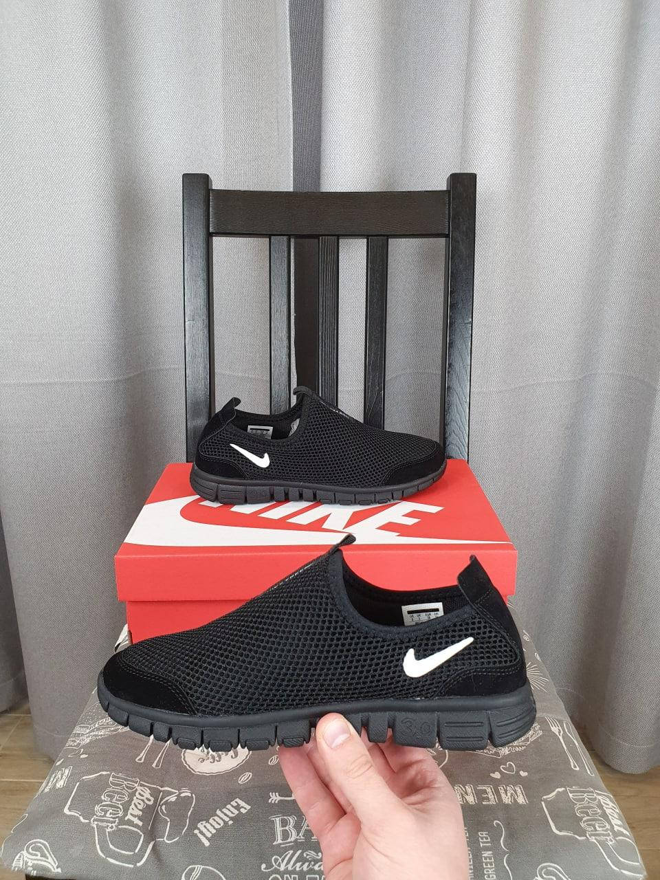 

Кроссовки женские сетка Найк черные с белым, легкие кроссы, летние мокасины Nike Free Run 3.0 Black 38, Черный