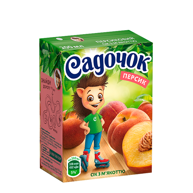 

Сок Садочек Персик, 0,2л (1ящ/27шт)