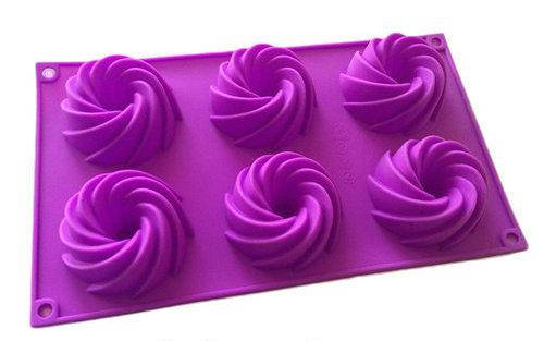 

Форма силиконовая Cпирали маленькие со втулкой планшет 6шт, Разные цвета