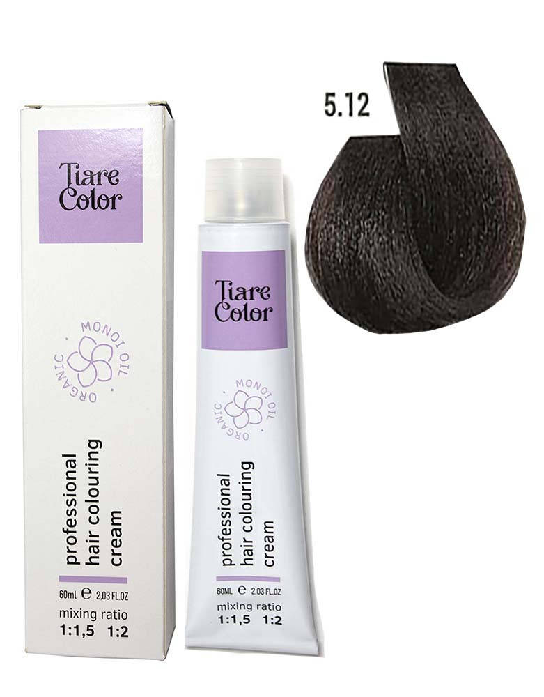 

Крем-краска для волос Tiare Color №5.12 Light ash irisee brown 60 мл (12510Qu)
