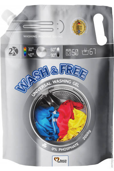 

WASH&FREE Гель д/пр Універсал 2л (Doypack) 720733