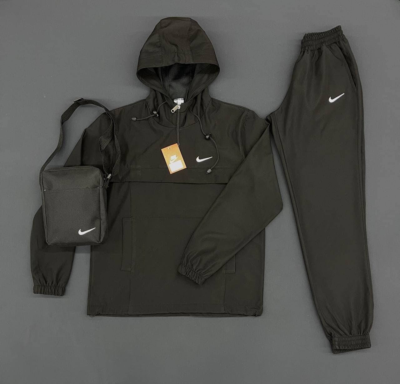 

Спортивный костюм мужской Анорак + Штаны + Барсетка в подарок Nike CL черный | Комплект Найк весенний осенний