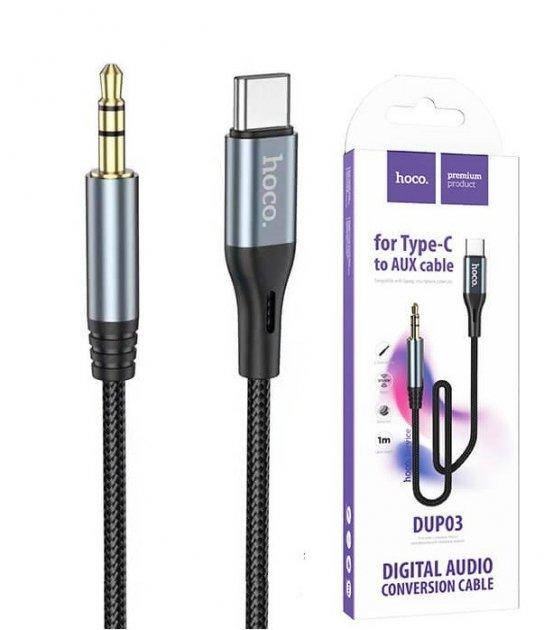 

Аудио кабель Hoco Type-C/AUX 3,5mm audio conversion cable DUP03 1m, Черный
