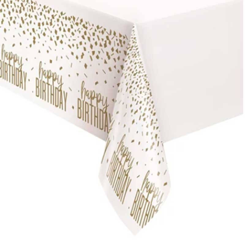 

Скатерть Белая в золотое конфетти Happy birthday 137см * 213см 78433