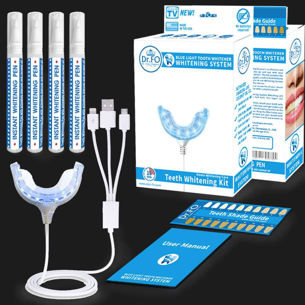 

Система для домашнего отбеливания зубов в комплекте Отбеливающая лампа, ЧЕТЫРЕ геля и инструкция dr.FO USA LED