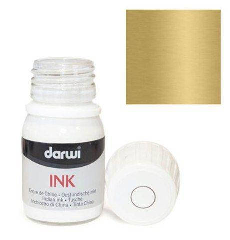 

Тушь художественная для рисования водостойкая, ЗОЛОТО, 30 мл, Darwi INK
