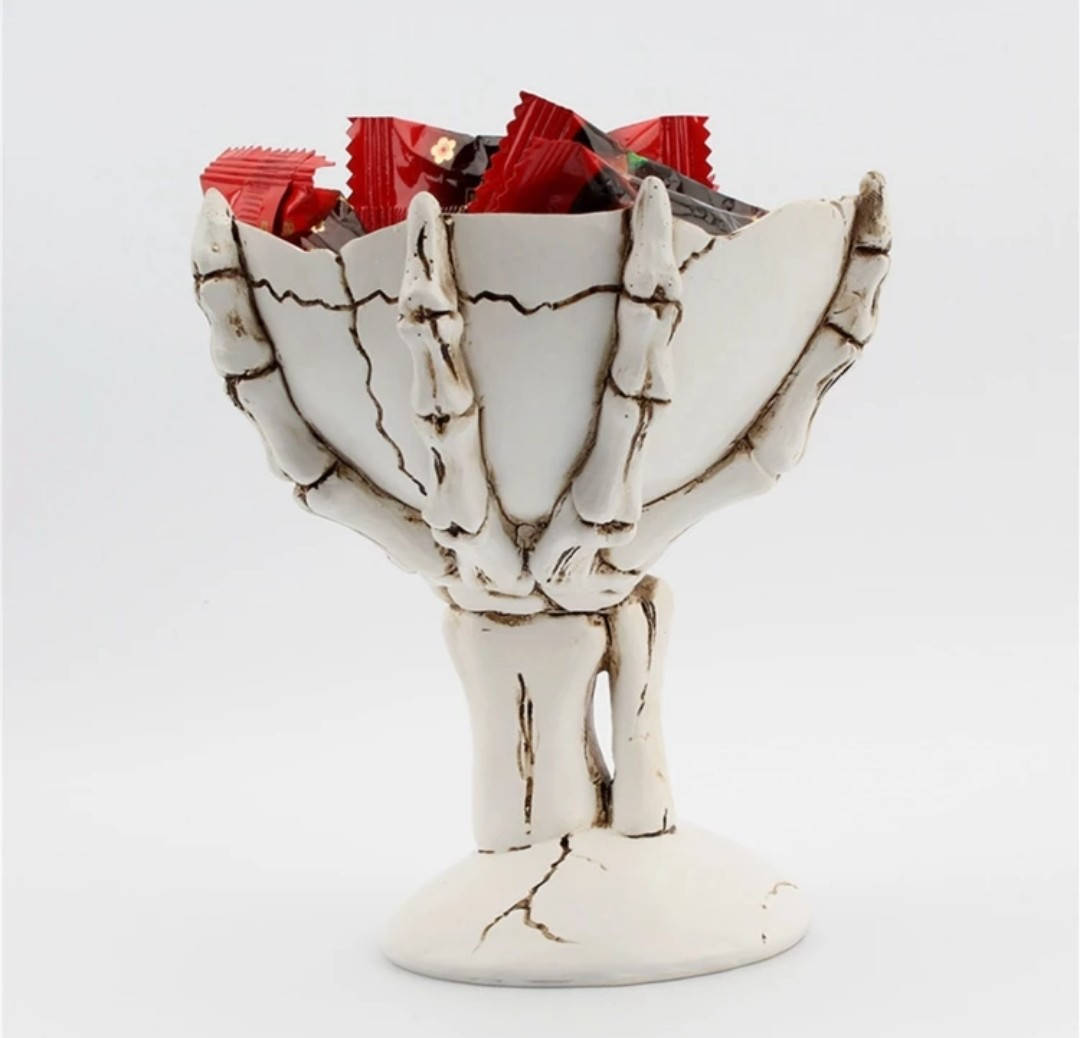 

Конфетница пиала, статуя для хранения украшений, рука череп, пиала для сладостей и закусок, скелет рука